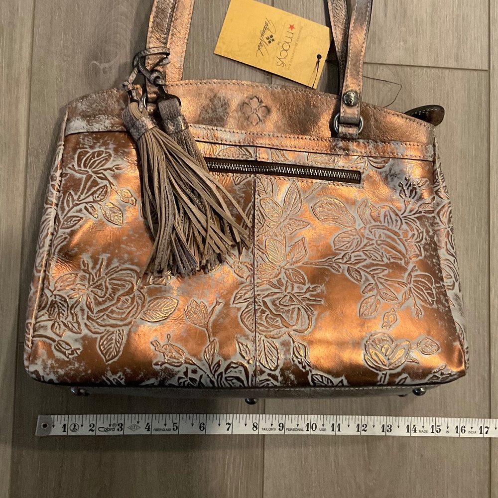 PATRICIA NASH Bark Leaves Shoulder Bag Bronze Gray - Picture 11 of 16